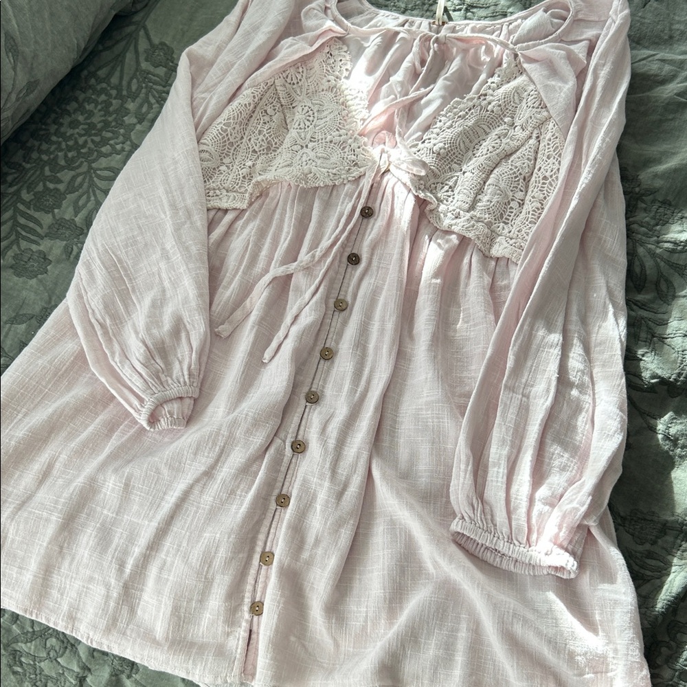 Free People Light Pink Ruffled Top